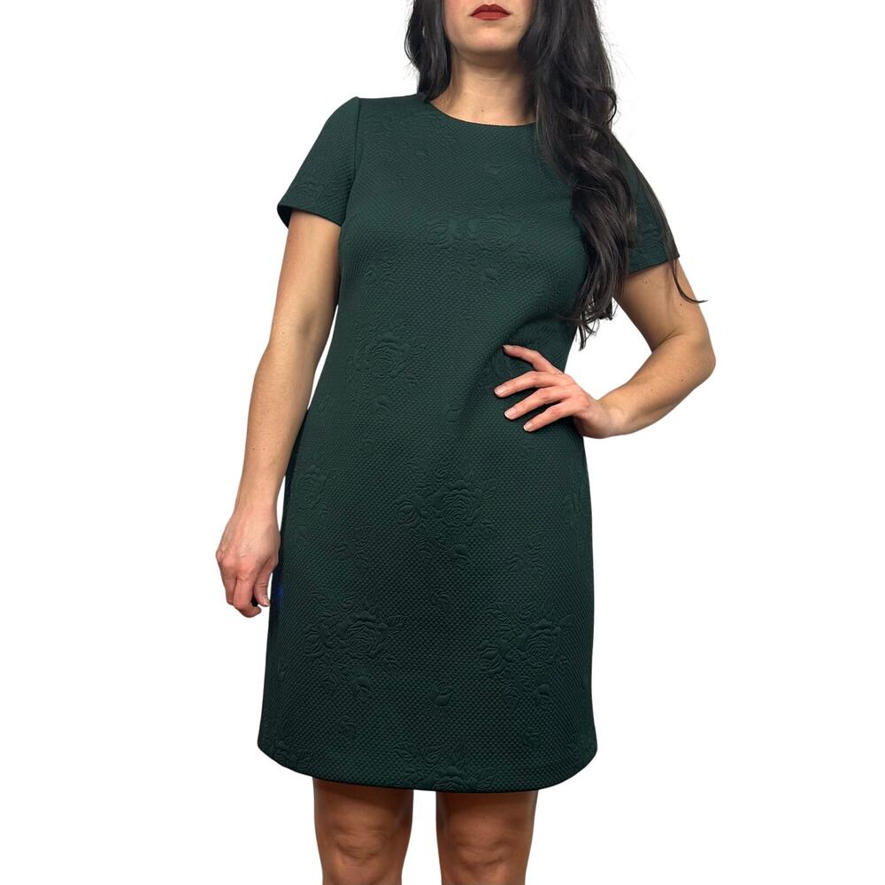 Calvin Klein Dark Green Floral Short Sleeve Shift Dress